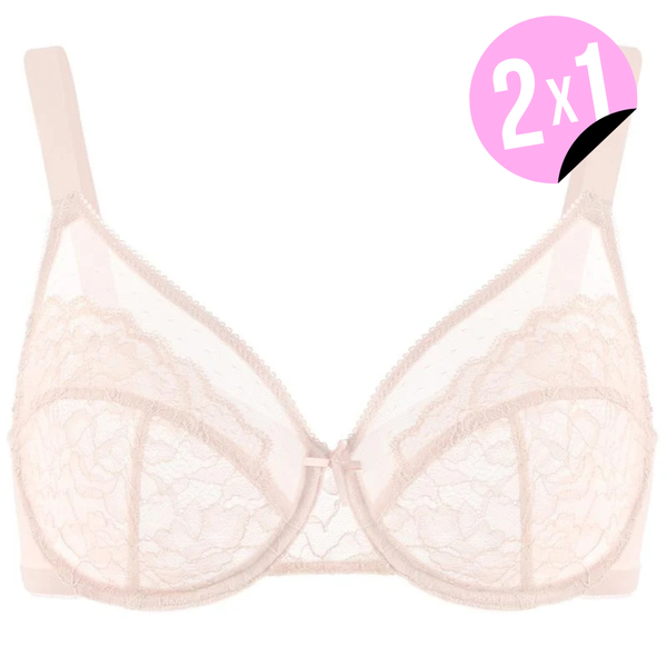 Sujetador reductor de cobertura total con encaje floral 2X1