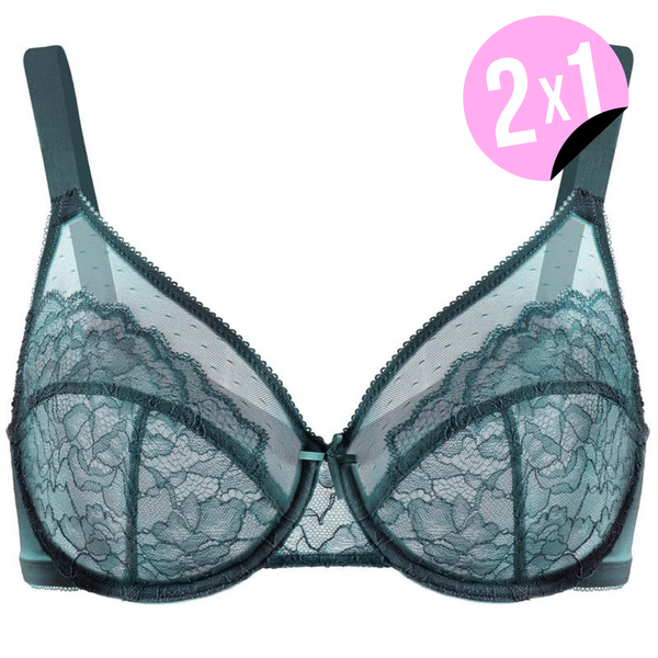 Sujetador reductor de cobertura total con encaje floral 2X1