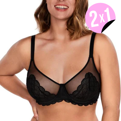 Sujetador reductor de cobertura total con encaje floral 2X1