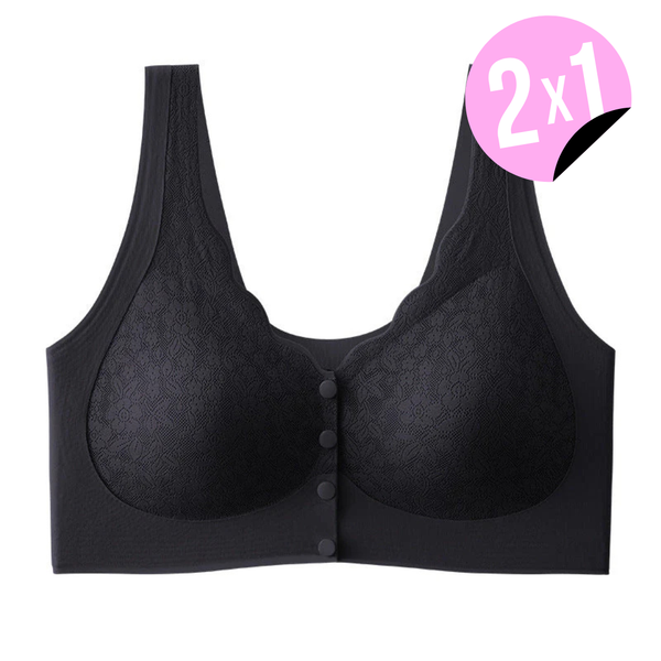 Sujetador de encaje cómodo con cierre de botón frontal 2X1