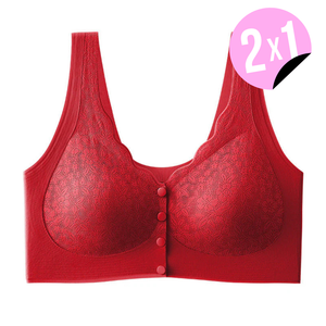 Sujetador de encaje cómodo con cierre de botón frontal 2X1