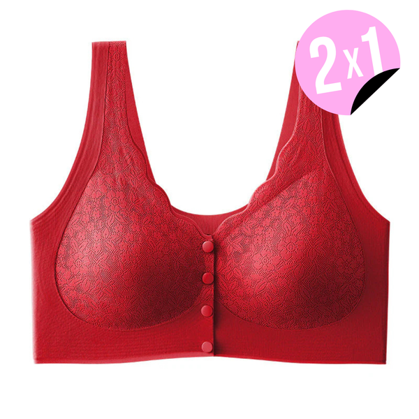 Sujetador de encaje cómodo con cierre de botón frontal 2X1