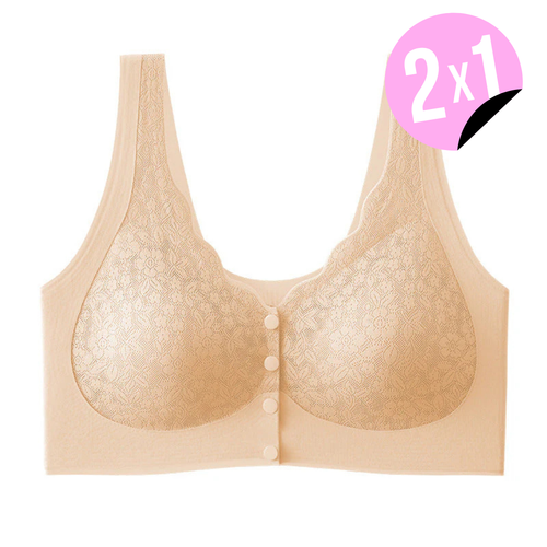 Sujetador de encaje cómodo con cierre de botón frontal 2X1