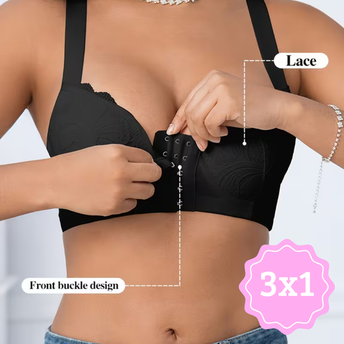 Sujetador de Cobertura Completa  y Cierre Frontal 3X1