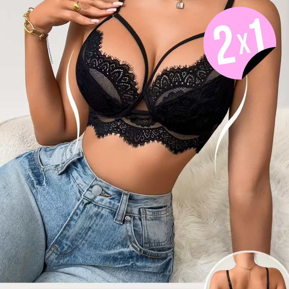 Sujetador Bustier Ajustable Sin Tirantes con Push-Up 2X1