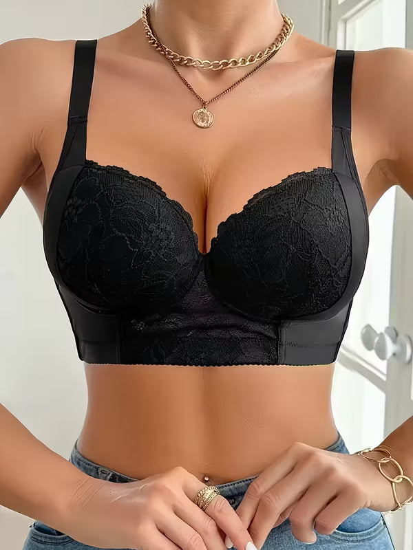 Sujetador de Encaje Negro Elegante 3x1